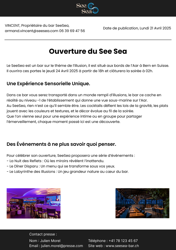 Visuel 1 — Sea See Bar à Illusions